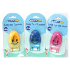 Marlin Kids plastic sharpener stand up Smiley face 1 hole container for shavings 